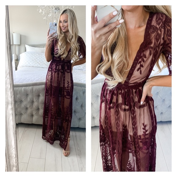 FINAL 2!!! Burgundy Lace Maxi Romper - Picture 16 of 16